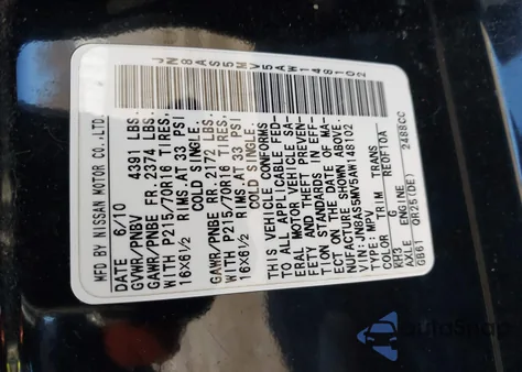 2010 Nissan Rogue S из США, поврежденный, VIN JN8AS5MV5AW148102